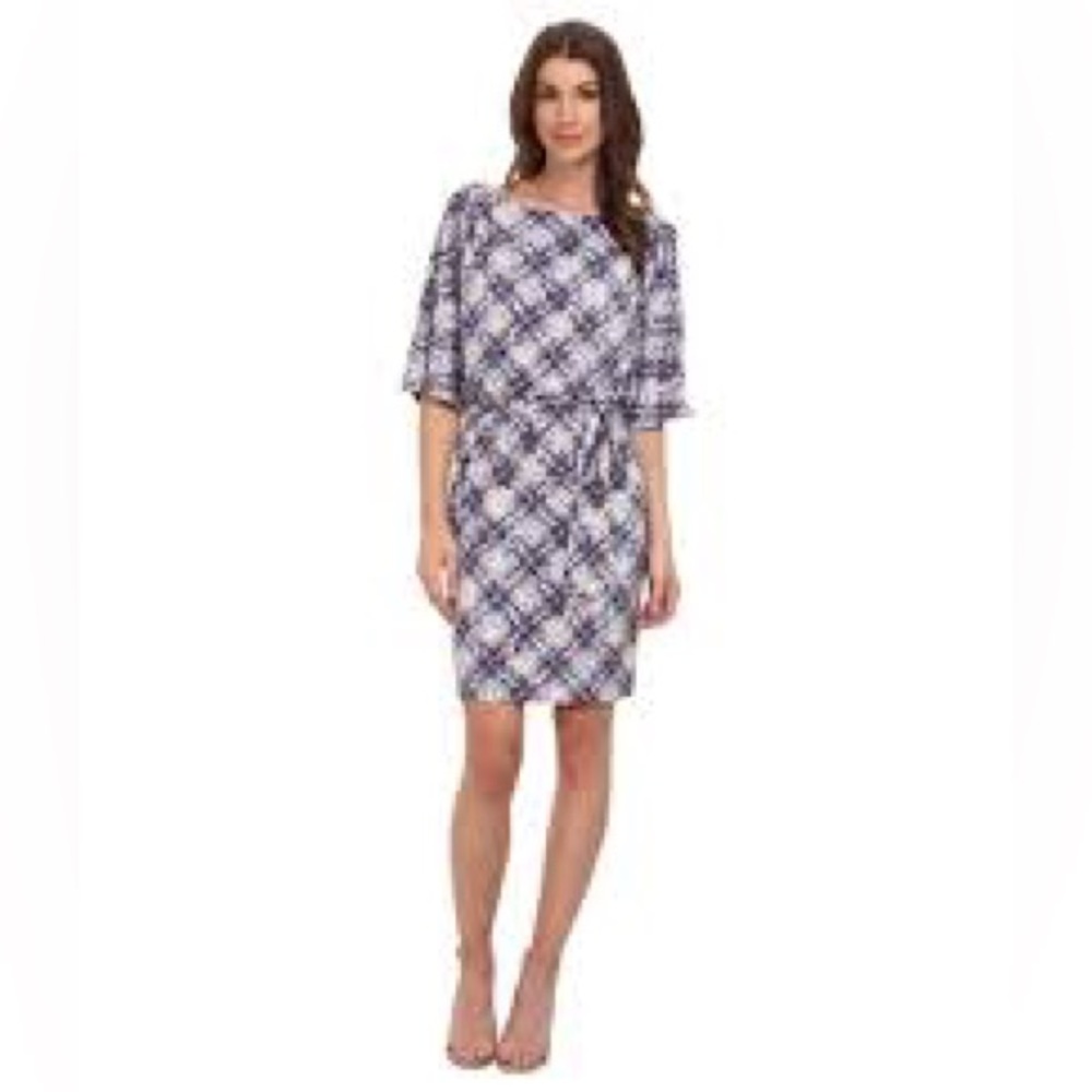 Jessica Simpson Batwing cut Out Blue Pink Dress Sz M